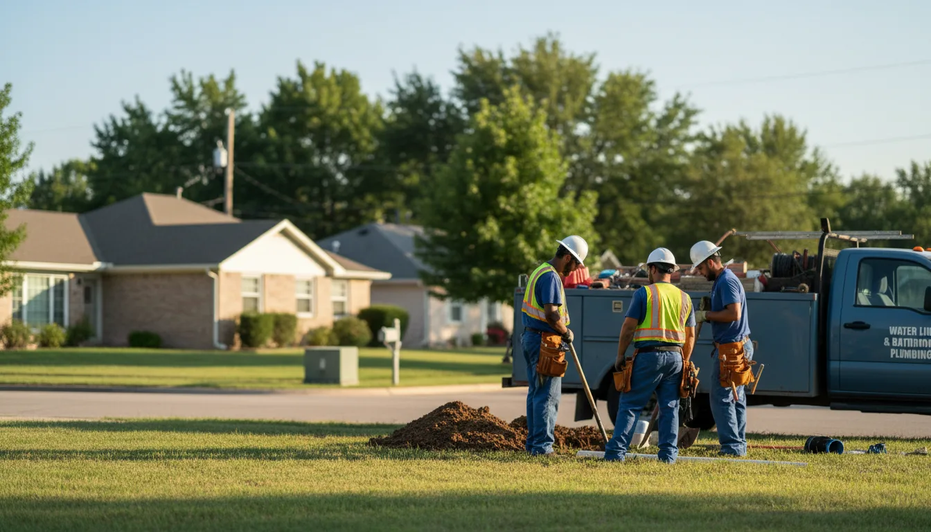 Residential water line and bathroom plumbing service in Pittsburg, OK